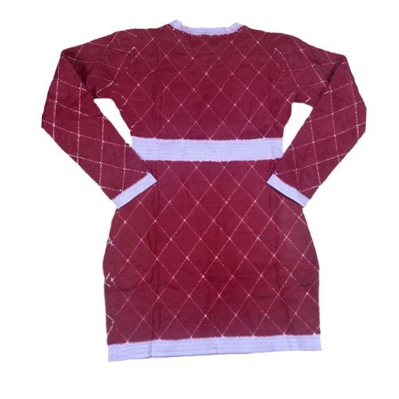 NWT Women’s Red Colorblock Studded Long Sleeve Bodycon Mini Dress Large - Picture 6 of 8